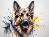 Abstract Sketch of German Shepherd's Intelligent Eyes and Strong Features