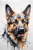 Abstract Sketch of German Shepherd's Intelligent Eyes and Strong Features
