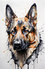 Abstract Sketch of German Shepherd's Intelligent Eyes and Strong Features