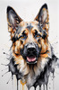 Abstract Sketch of German Shepherd's Intelligent Eyes and Strong Features