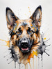 Abstract Sketch of German Shepherd's Intelligent Eyes and Strong Features