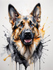 Abstract Sketch of German Shepherd's Intelligent Eyes and Strong Features
