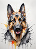 Abstract Sketch of German Shepherd's Intelligent Eyes and Strong Features