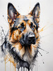Abstract Sketch of German Shepherd's Intelligent Eyes and Strong Features