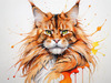 Abstract Sketch of a Vibrant Ginger Maine Coon Cat with Playful Gaze