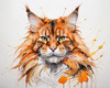 Abstract Sketch of a Vibrant Ginger Maine Coon Cat with Playful Gaze