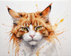 Abstract Ginger Manx Cat Art Print with Tailless Back