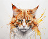 Abstract Ginger Manx Cat Art Print with Tailless Back
