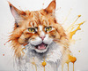 Abstract Ginger Manx Cat Art Print with Tailless Back