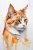 Abstract Ginger Manx Cat Art Print with Tailless Back
