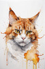 Abstract Ginger Manx Cat Art Print with Tailless Back
