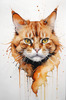 Abstract Ginger Manx Cat Art Print with Tailless Back