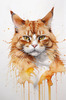 Abstract Ginger Manx Cat Art Print with Tailless Back