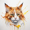 Abstract Ginger Manx Cat Art Print with Tailless Back