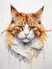 Abstract Ginger Manx Cat Art Print with Tailless Back
