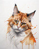 Abstract Ginger Manx Cat Art Print with Tailless Back