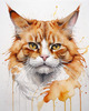Abstract Ginger Manx Cat Art Print with Tailless Back