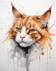 Abstract Ginger Manx Cat Art Print with Tailless Back