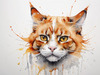 Abstract Ginger Manx Cat Art Print with Tailless Back