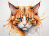 Abstract Ginger Manx Cat Art Print with Tailless Back