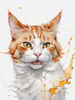 Abstract Illustration of Ginger-White Domestic Shorthair Cat with Sparkling Eyes