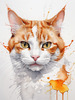 Abstract Illustration of Ginger-White Domestic Shorthair Cat with Sparkling Eyes