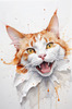Abstract Illustration of Ginger-White Domestic Shorthair Cat with Sparkling Eyes
