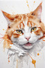 Abstract Illustration of Ginger-White Domestic Shorthair Cat with Sparkling Eyes