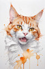 Abstract Illustration of Ginger-White Domestic Shorthair Cat with Sparkling Eyes
