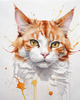 Abstract Illustration of Ginger-White Domestic Shorthair Cat with Sparkling Eyes