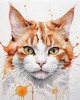 Abstract Illustration of Ginger-White Domestic Shorthair Cat with Sparkling Eyes
