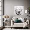 Abstract Great Pyrenees Living Room Demo