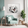 Abstract Great Pyrenees Living Room Demo