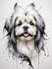 Abstract Sketch Illustration of Lhasa Apso with Flowing Hair