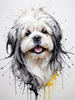 Abstract Sketch Illustration of Lhasa Apso with Flowing Hair