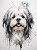 Abstract Sketch Illustration of Lhasa Apso with Flowing Hair