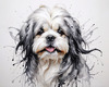 Abstract Sketch Illustration of Lhasa Apso with Flowing Hair
