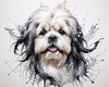Abstract Sketch Illustration of Lhasa Apso with Flowing Hair