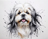 Abstract Sketch Illustration of Lhasa Apso with Flowing Hair