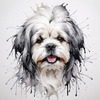 Abstract Sketch Illustration of Lhasa Apso with Flowing Hair