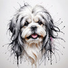 Abstract Sketch Illustration of Lhasa Apso with Flowing Hair