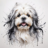 Abstract Sketch Illustration of Lhasa Apso with Flowing Hair