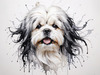 Abstract Sketch Illustration of Lhasa Apso with Flowing Hair