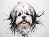 Abstract Sketch Illustration of Lhasa Apso with Flowing Hair