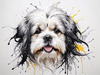 Abstract Sketch Illustration of Lhasa Apso with Flowing Hair
