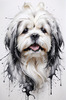 Abstract Sketch Illustration of Lhasa Apso with Flowing Hair