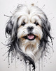 Abstract Sketch Illustration of Lhasa Apso with Flowing Hair