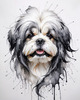 Abstract Sketch Illustration of Lhasa Apso with Flowing Hair