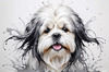 Abstract Sketch Illustration of Lhasa Apso with Flowing Hair