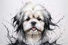 Abstract Sketch Illustration of Lhasa Apso with Flowing Hair